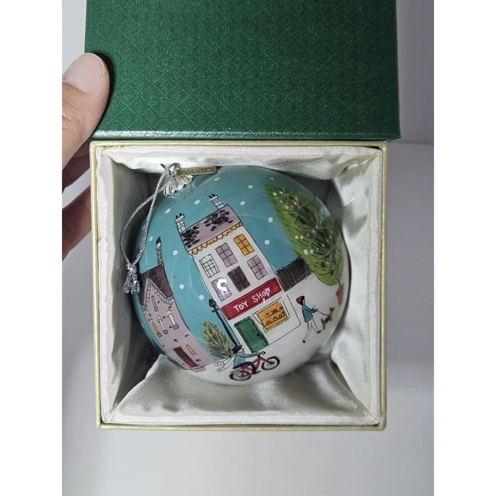 Pier 1 Li Bien Toy Shop Christmas Ornament Hand Painted Glass Ball Village Boxed